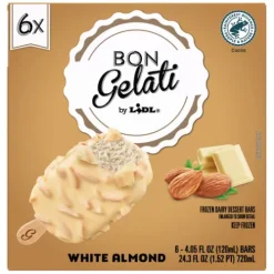Bon Gelati Frozen Dairy Dessert Bars, White Almond^Lidl Hot
