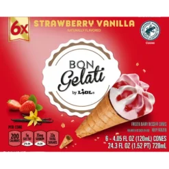 Bon Gelati Frozen Dairy Dessert Cones, Strawberry Vanilla^Lidl Discount
