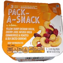 Pack-A-Snack, Yellow Sharp Cheddar Cheese, Cherry Juice Infused Dried Cranberries & Sea Salted Cashews^Lidl Best
